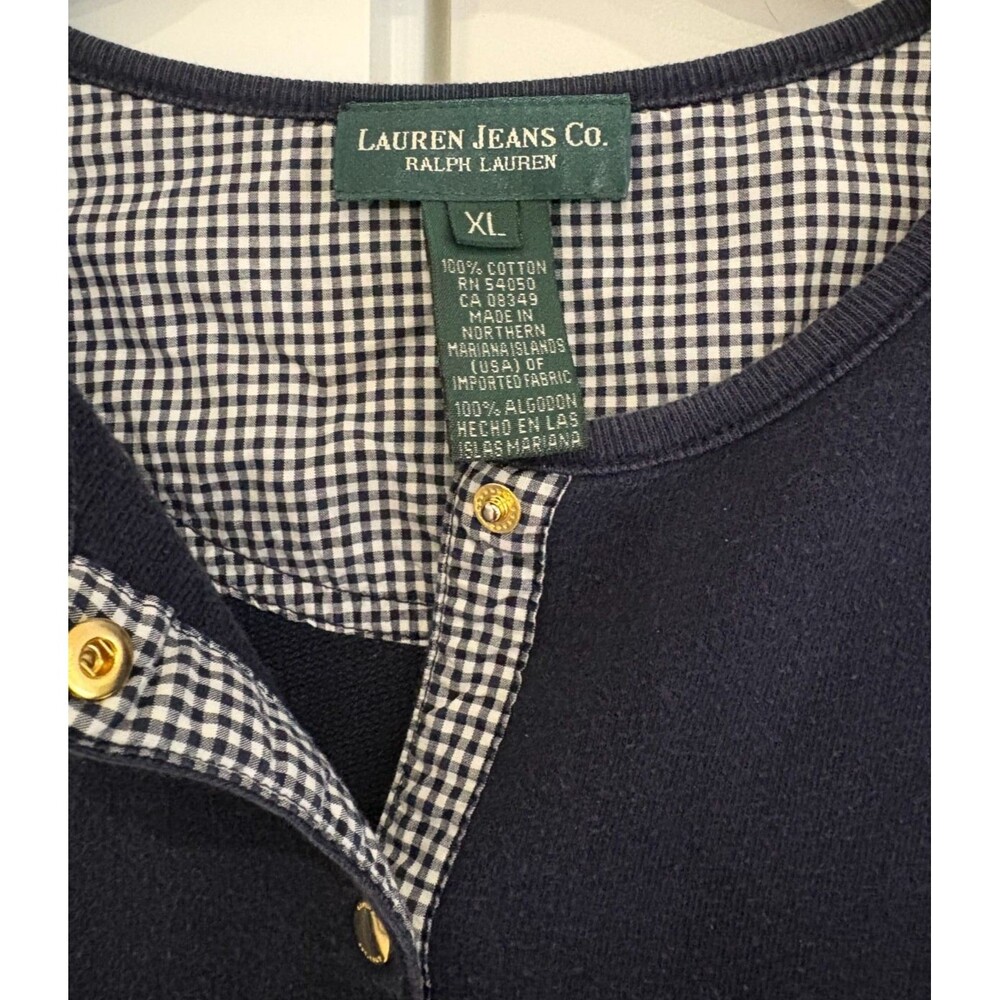 Polo Ralph Lauren Women's Cotton Sweatshirt Cardigan  Jersey with snaps Navy XL - Picture 1 of 11